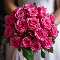 (BDx20) Royal Dark Pink Roses 6 Bridesmaids Bqts For Delivery to Wilmington, North_Carolina