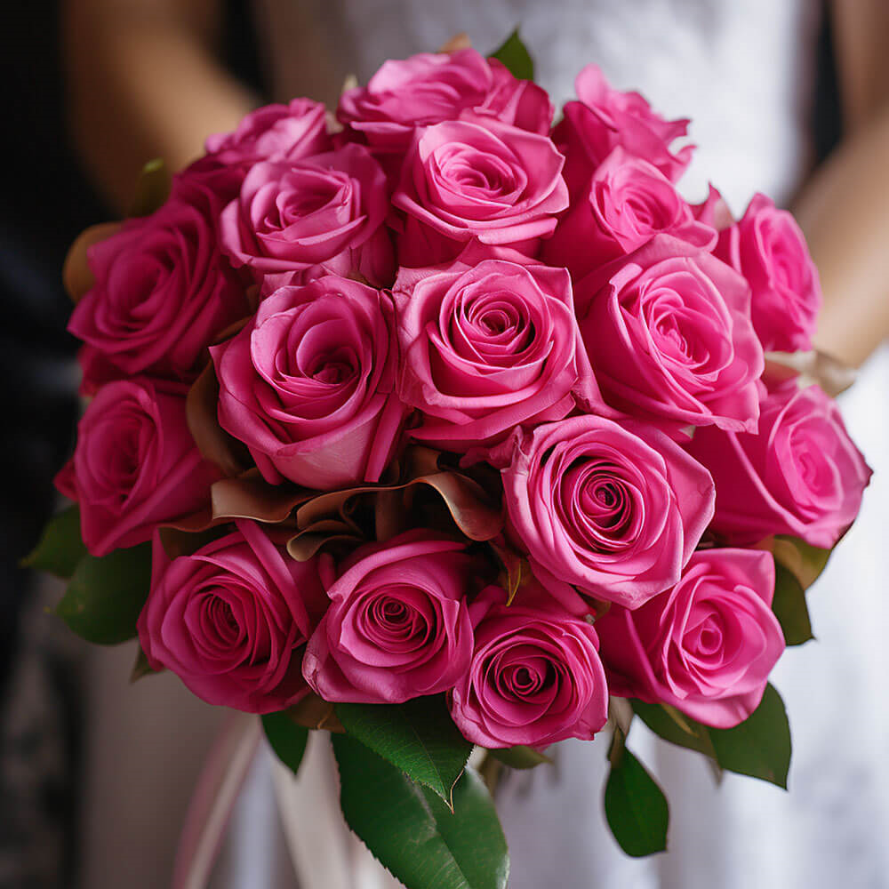 (BDx20) Royal Dark Pink Roses 6 Bridesmaids Bqts For Delivery to Spotsylvania, Virginia