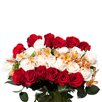 (HB) Top Secret Bqt Red and White Roses (4 Fillers) 6 Bouquets For Delivery to Helena, Montana
