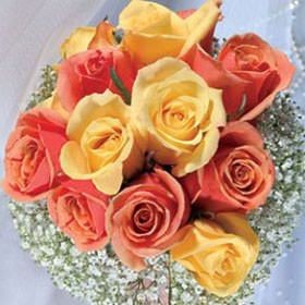Order Classic Bridal Rose Bouquets with Yellow and Orange Roses