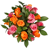 (HB) CP Dark Pink And Orange Rose Green 9 Centerpieces For Delivery to Alameda, California