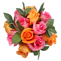 (HB) CP Pink Orange Arrangement Ruscus 14 Centerpieces For Delivery to Concord, North_Carolina