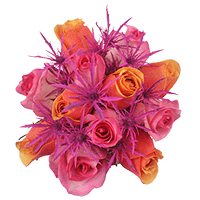 (HB) CP Pink Orange Rose Erygium 14 Centerpieces For Delivery to Wenatchee, Washington