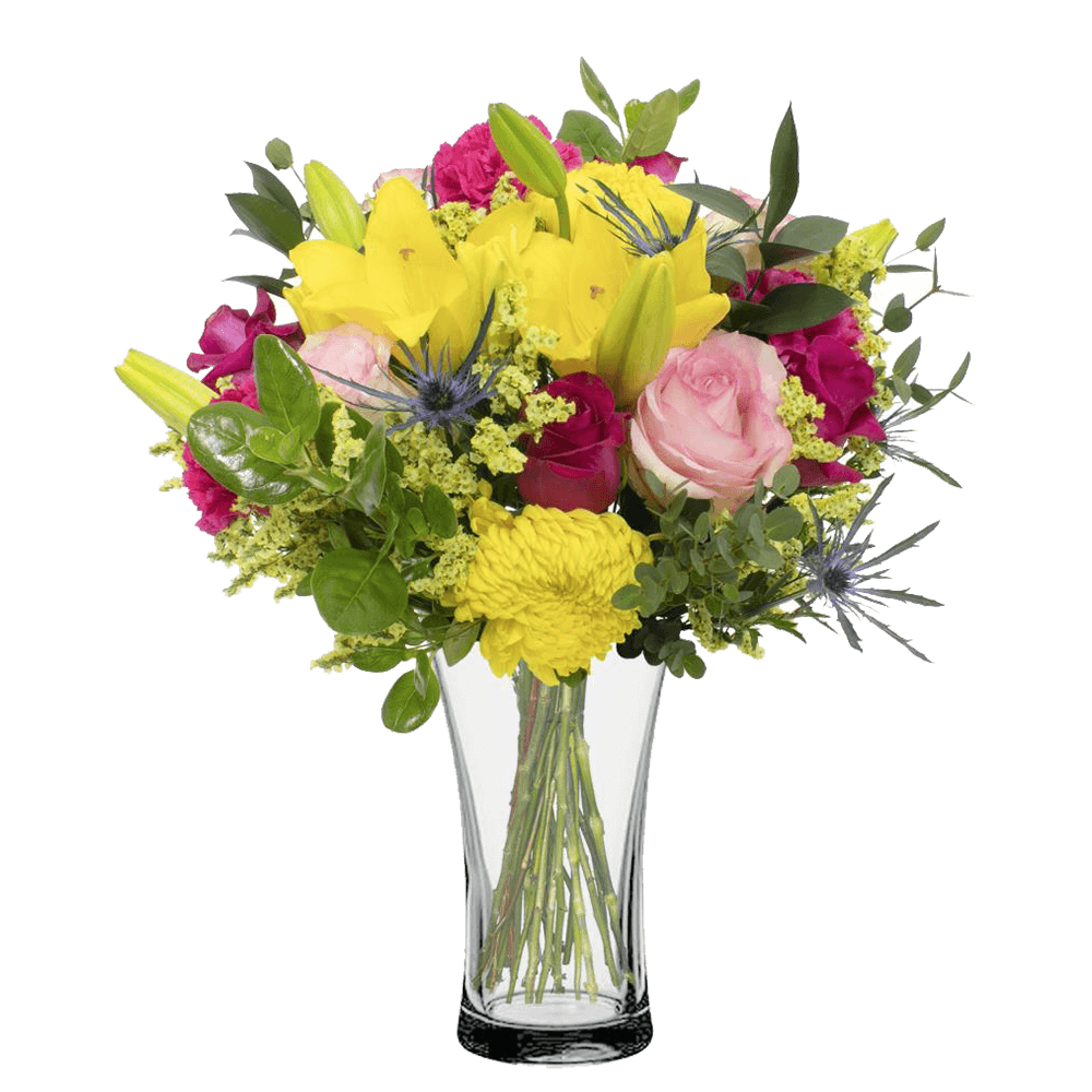 Pink and Yellow Flower Arrangement for Sale