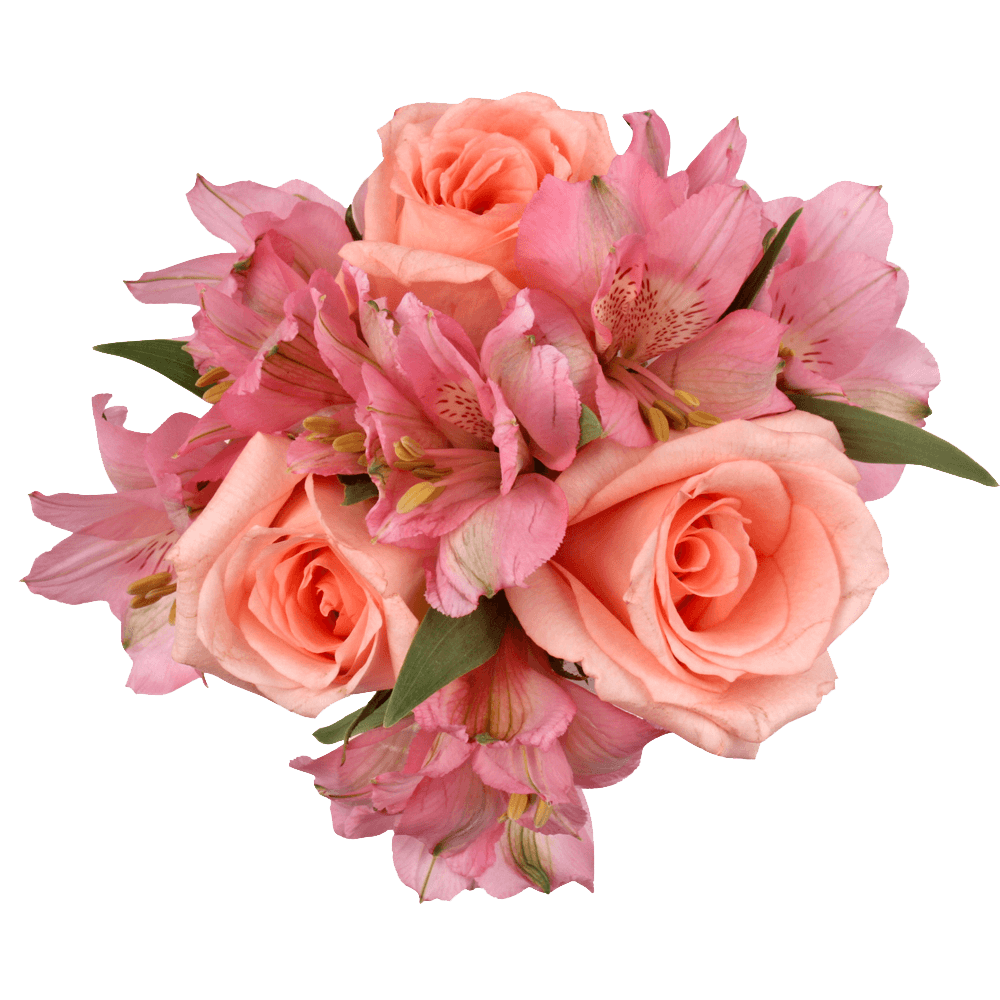 Pink Table Arrangements Roses Alstrormeria Peruvian Lily