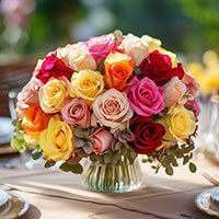 (BDx20) CP Dark Pink Roses and Calla Lilies 6 Centerpieces
