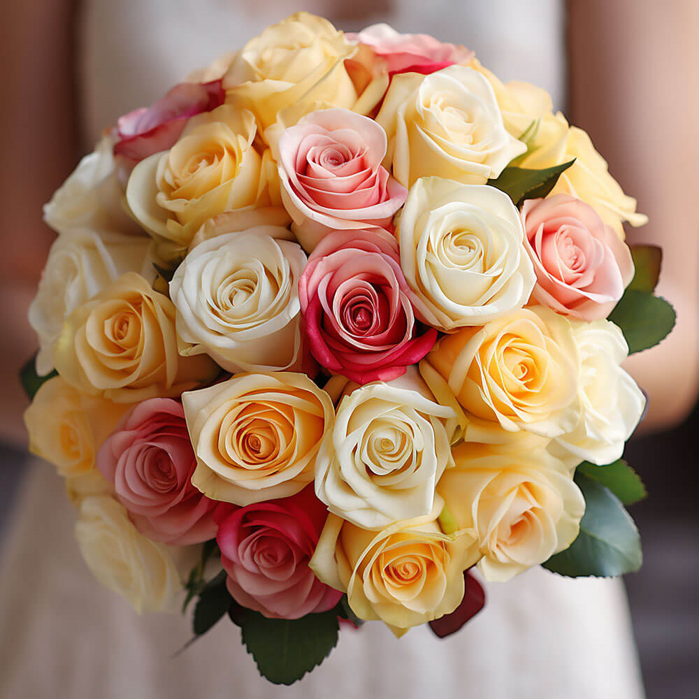 (DUO) Bridal Bqt Royal Assorted Color Roses For Delivery to Hawaii, Local.Globalrose.Com