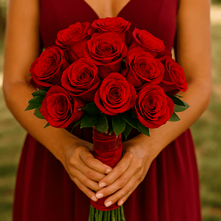 3 Red Roses Bridesmaids Bouquets