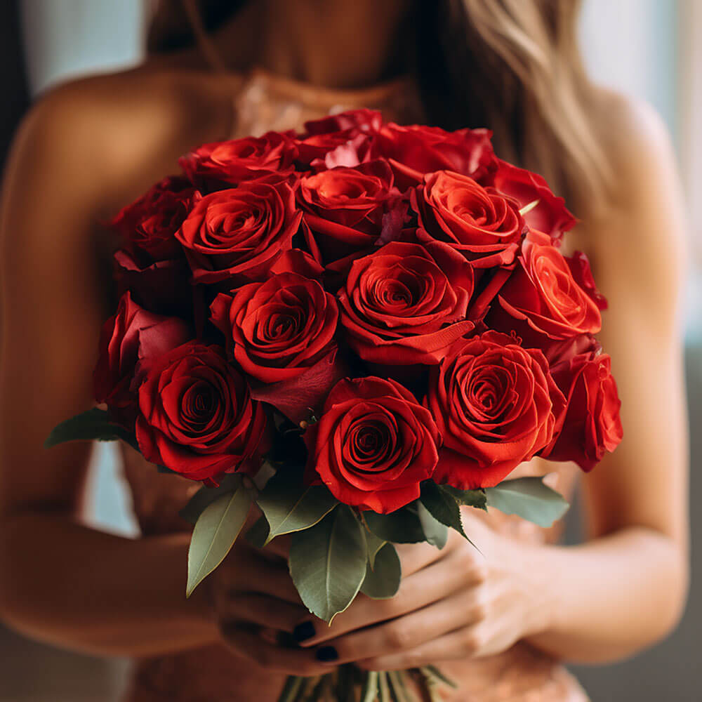 (BDx10) 3 Bridesmaids Bqt Royal Red Roses