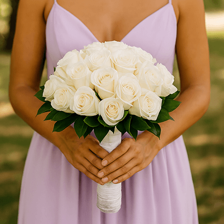 3 White Roses Bridesmaids Bouquets