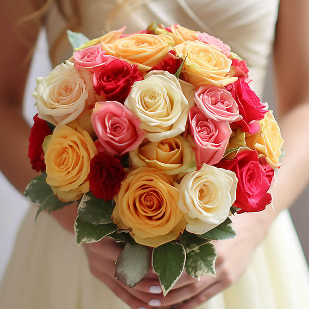 (BDx10) 3 Bridesmaids Bqt Royal Assorted Color Roses For Delivery to Jacksonville, Arkansas