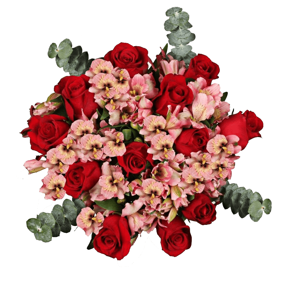 Red and Light Pink Flowers Bouquet Next Day Delivery