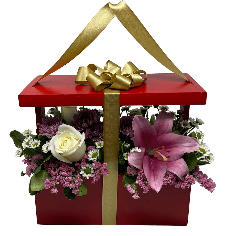 Red Gift Box Mothers Day Arrangements For Sale