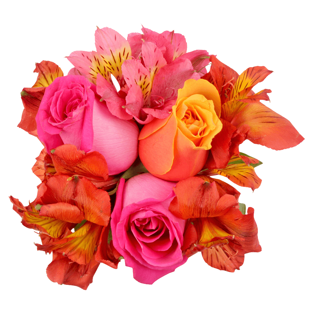Roses Alstroemeria Table Centerpieces Pink Orange Arrangement
