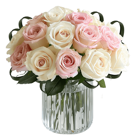 Royal Light Pink and Ivory Roses Centerpieces - Choose Your Quantity
