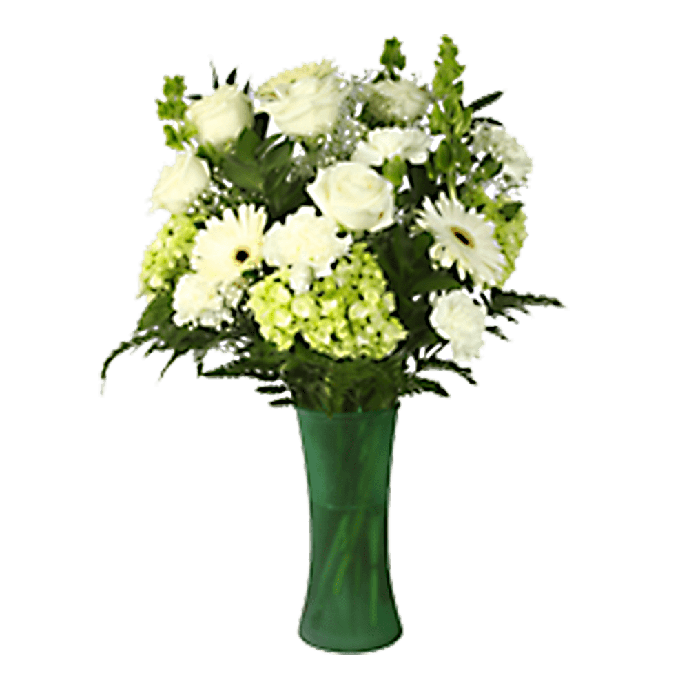 Saint Patrick Day Flowers Green Irish Bouquet White Roses Gypsophila