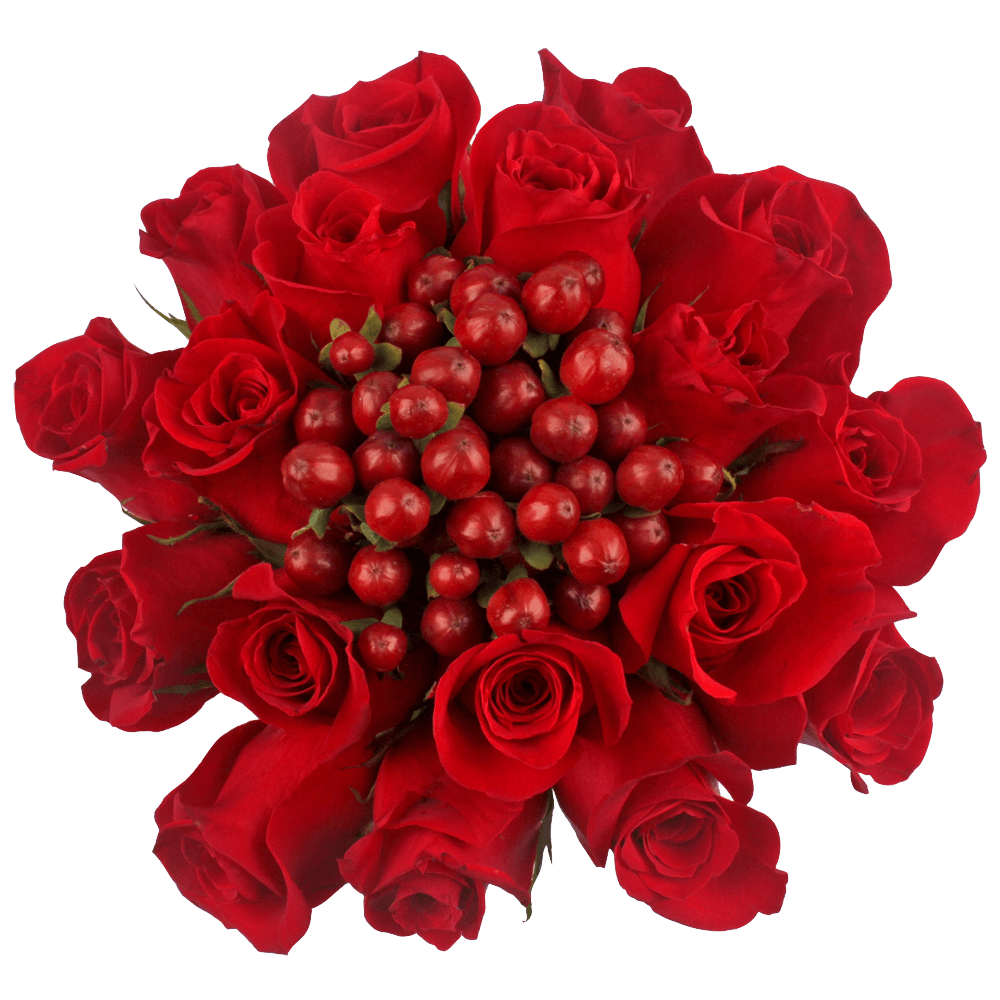 Table Decorations Red Roses & Hypericum Arrangements