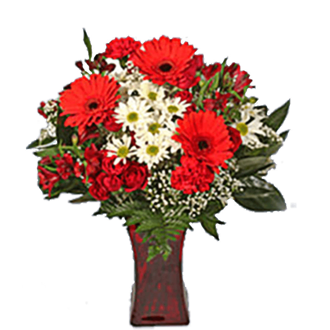 Valentine's Day Bouquet Garden of Love Arrangement With Vase a total of 18 flowers