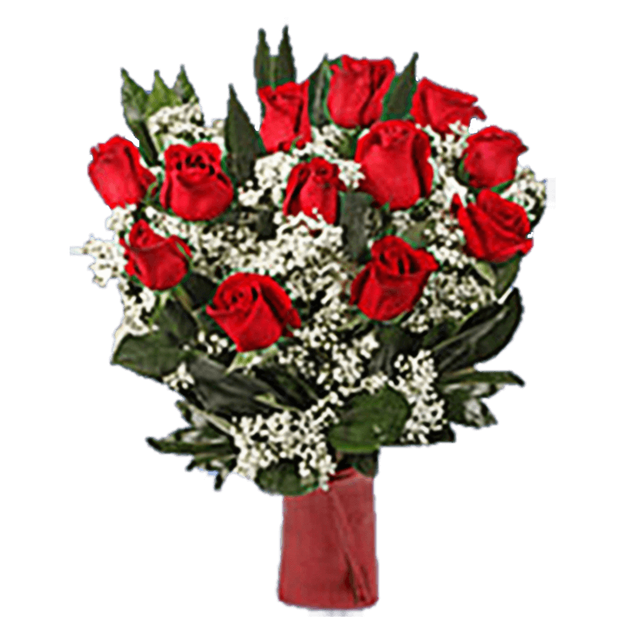 Valentine's Day Bouquet Love You Forever 12 Red Roses Arrangement With Vase a total of 18 flowers
