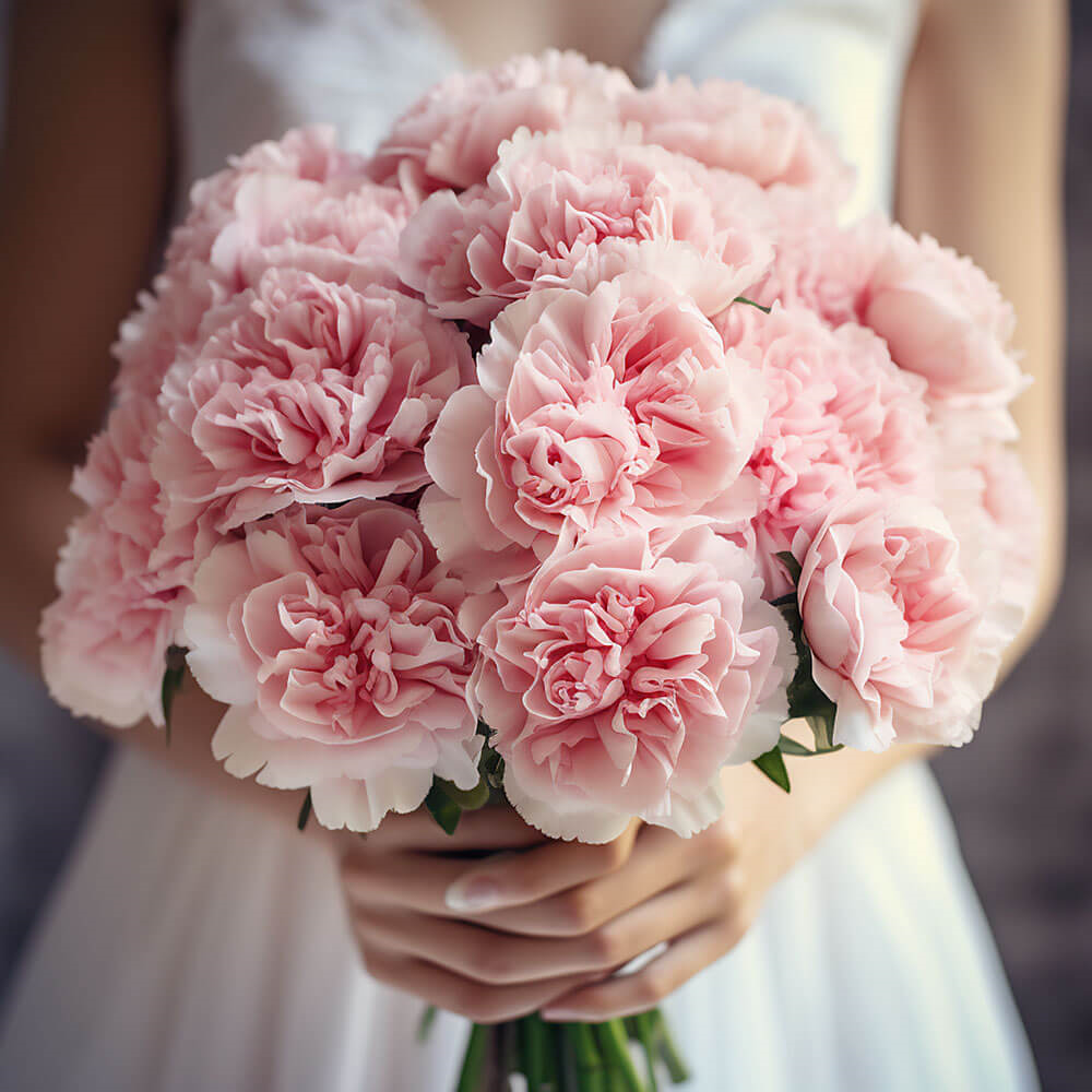 (DUO) Bridal Bqt Pink Carnations For Delivery to Orange, Texas
