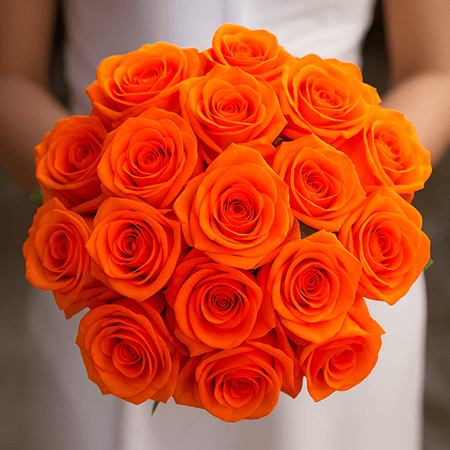 Bridal Bouquet with Orange Roses