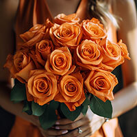 (DUO) Bridal Bqt Romantic Orange Roses For Delivery to Danville, California