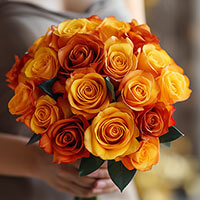 (DUO) Bridal Bqt Romantic Yellow and Orange Roses For Delivery to Linden, New_Jersey
