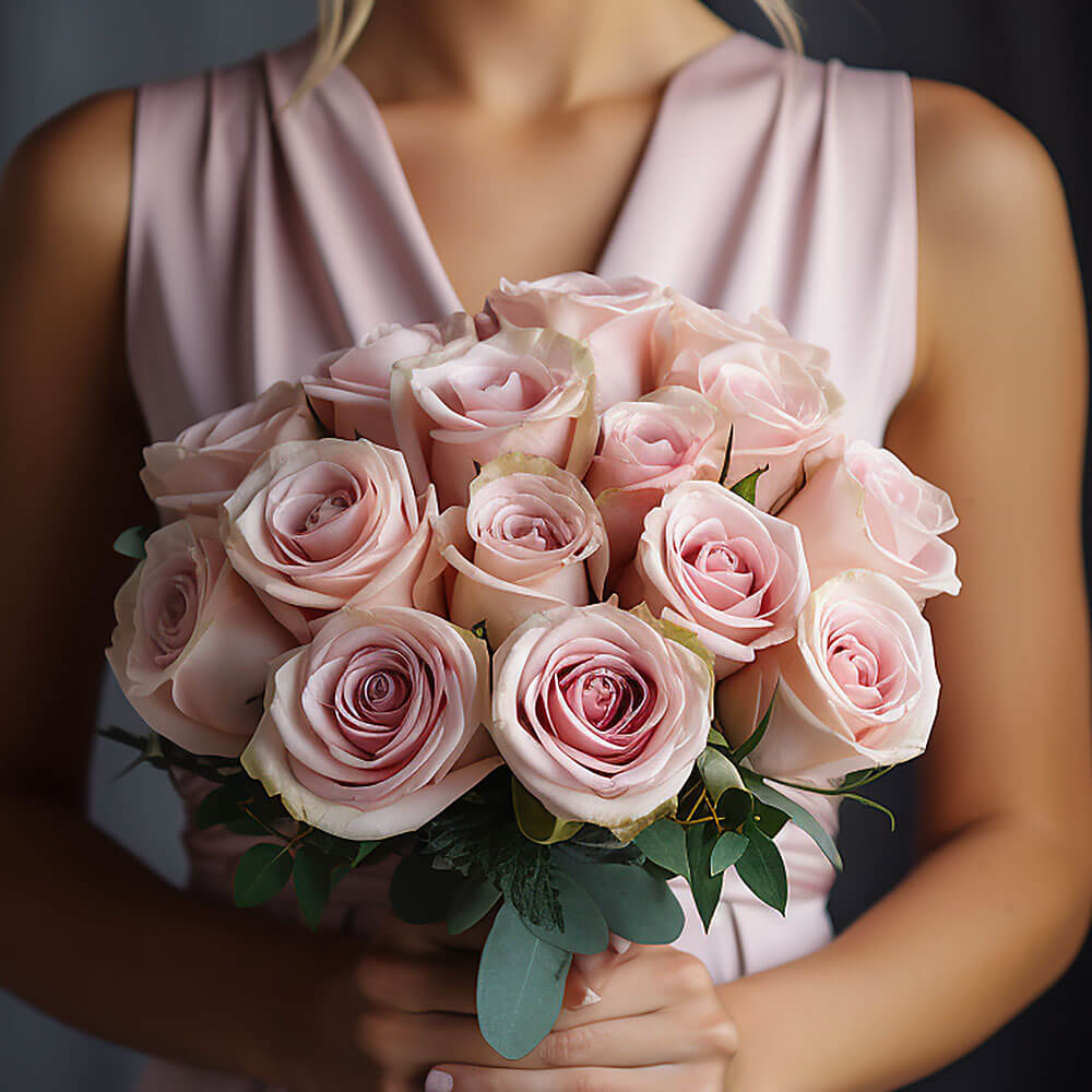 (BDx20) Romantic Light Pink Roses 6 Bridesmaids Bqts For Delivery to Gloucester, Massachusetts