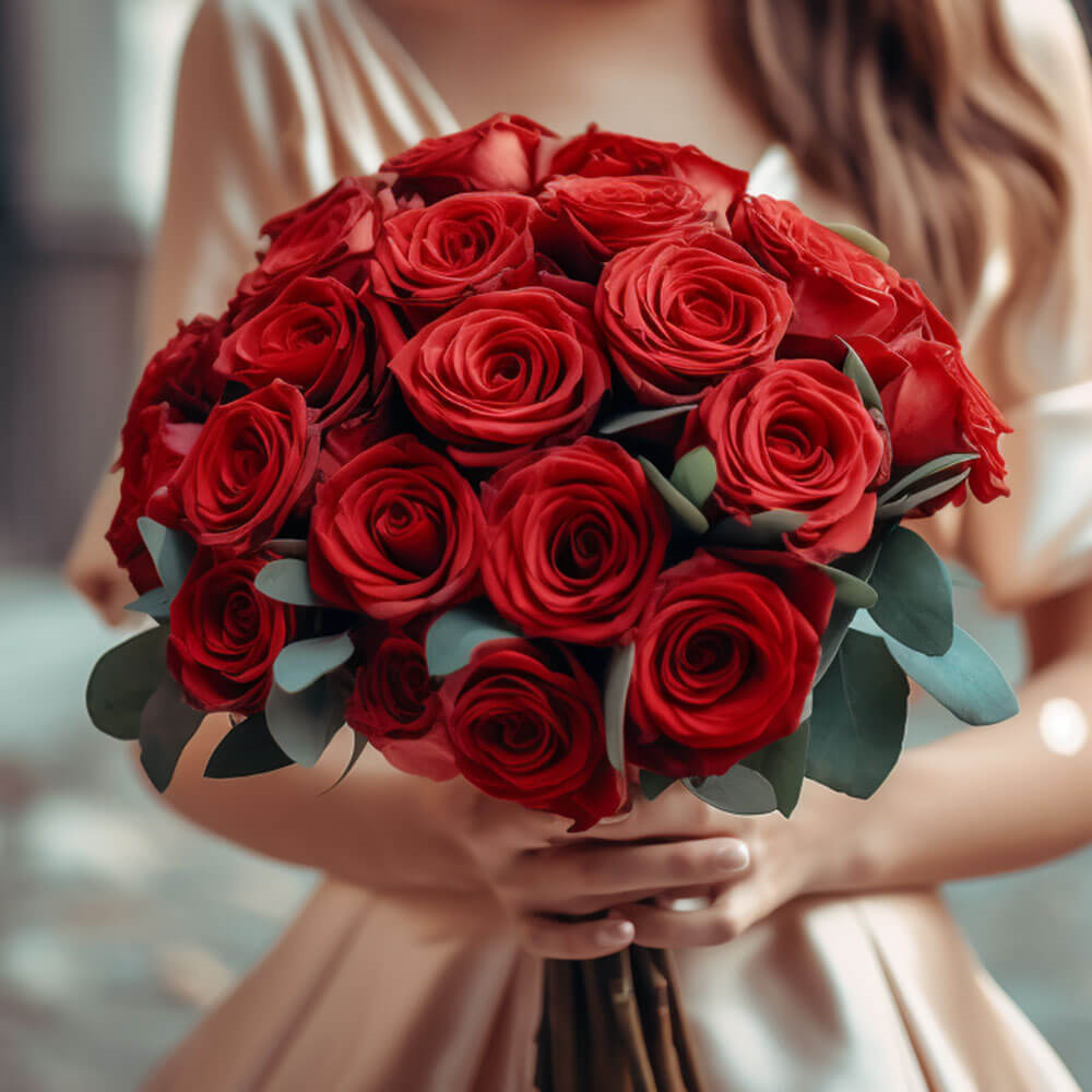 (BDx20) Romantic Red Roses 6 Bridesmaids Bqts For Delivery to Dublin, Ohio