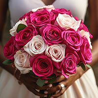 (DUO) Bridal Bqt Royal Dark Pink and White Roses For Delivery to Avon_Lake, Ohio