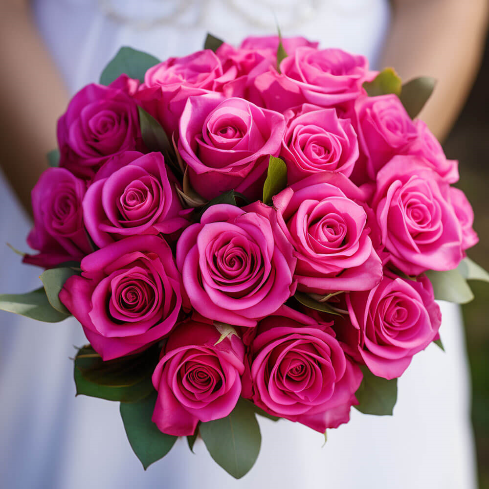 (BDx10) 3 Bridesmaids Bqt Royal Dark Pink Roses For Delivery to Covington, Louisiana