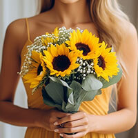 (DUO) Bridal Bqt Sunflower 13 Stems For Delivery to Huntsville, Texas
