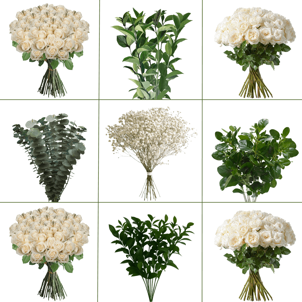 (HB) WC D.I.Y. Enchanted 250 roses & 144 Garden Roses &15 Bunches of Mixed Greens [Include Flo