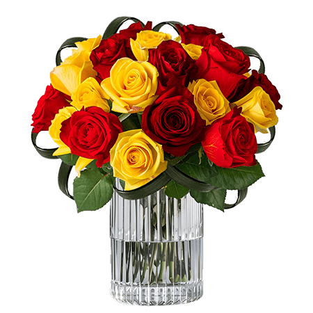 (BDx10) Romantic Red and Yellow Roses Table Centerpiece