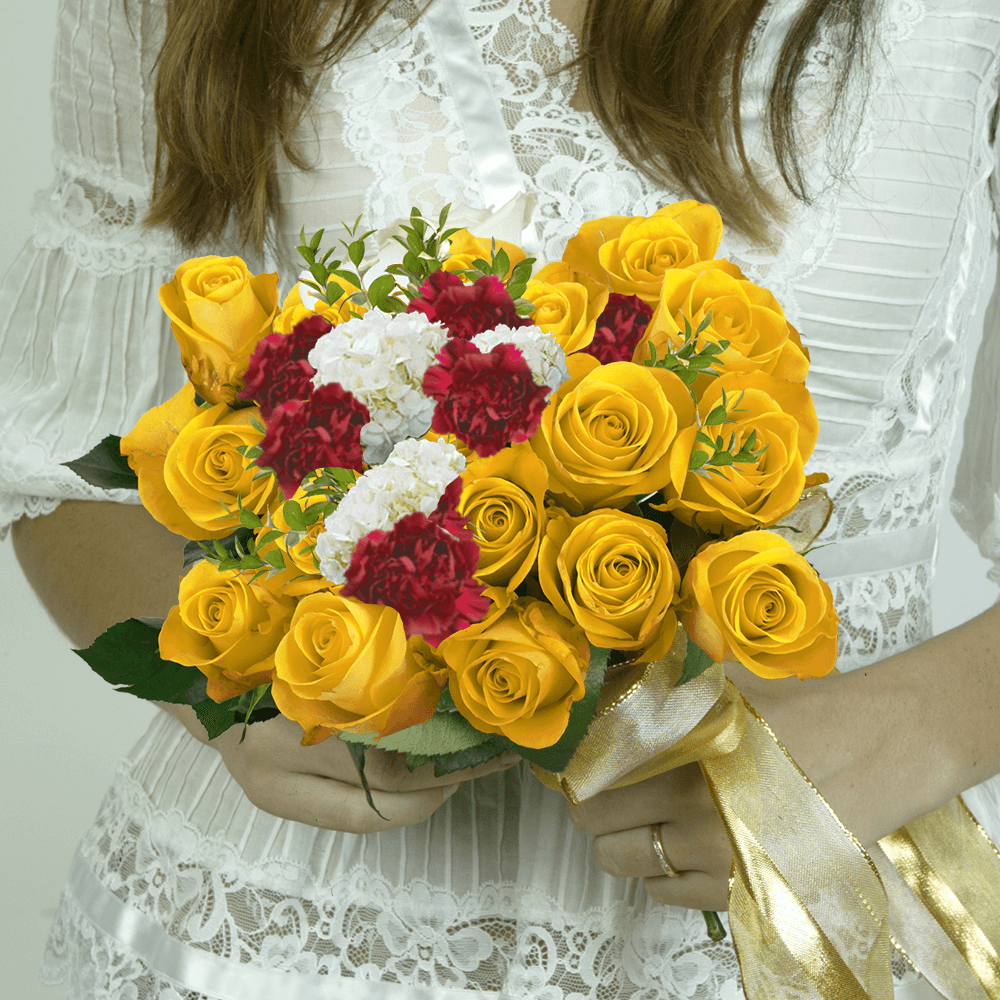WC D.I.Y. More Than Words: 40 White Hydrangeas, 8 Your Choice Color Roses, 4 Your Choice For Delivery to New_York