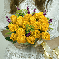 WC D.I.Y. Love Story: 8 Yellow Roses, 4 Purple Stocks, 12 Solidago, 2,400 Rose Petals [I For Delivery to Pass_Christian, Mississippi