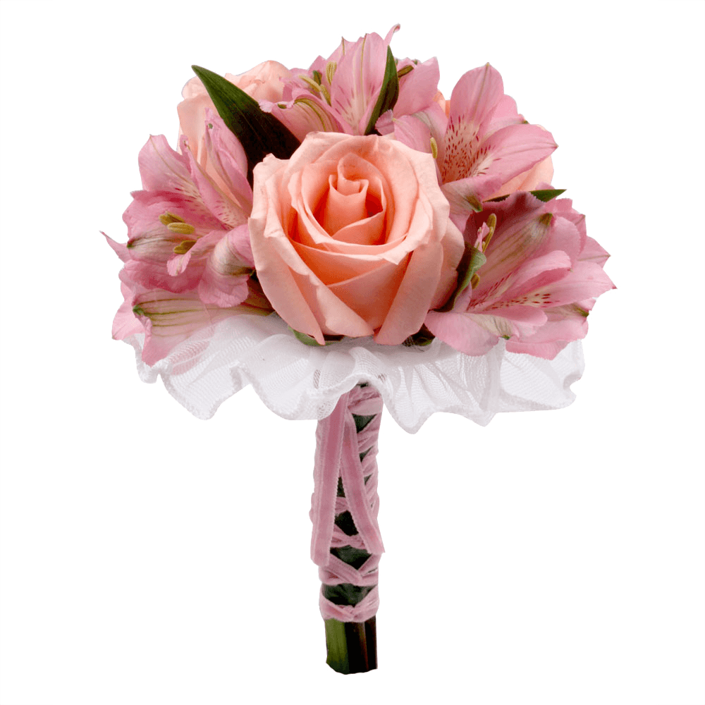 Wedding Reception Table Centerpieces Pink Roses Alstroemeria