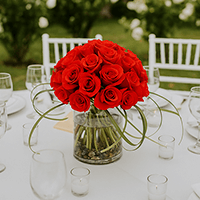 (BDx10) 3 Centerpiece 21 Red Roses and Calla Lilies