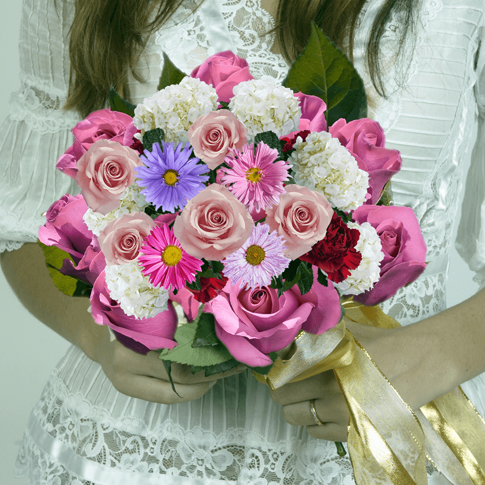 Best Bridal Wedding Bouquets: Wedding Combo D.I.Y. Garden Roses - Carnations - Roses - Asters & Hydrangeas
