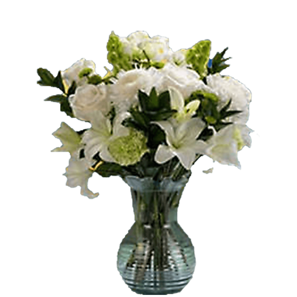 White Bouquet of Flowers in Vase White Floral Arrangement
