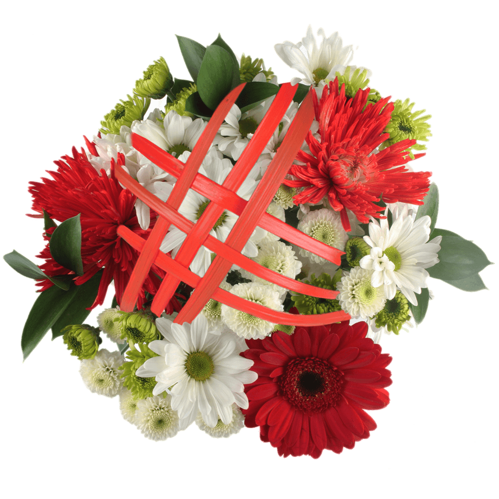 White Red Green Floral Arrangements for Christmas Day
