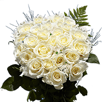 (OC) Roses Sht Dozen white X 2 Bunches (Gypso And Greens) For Delivery to Greensboro, North_Carolina