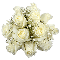 (HB) CP White Rose Babys Breath 9 Centerpieces For Delivery to Ithaca, New_York