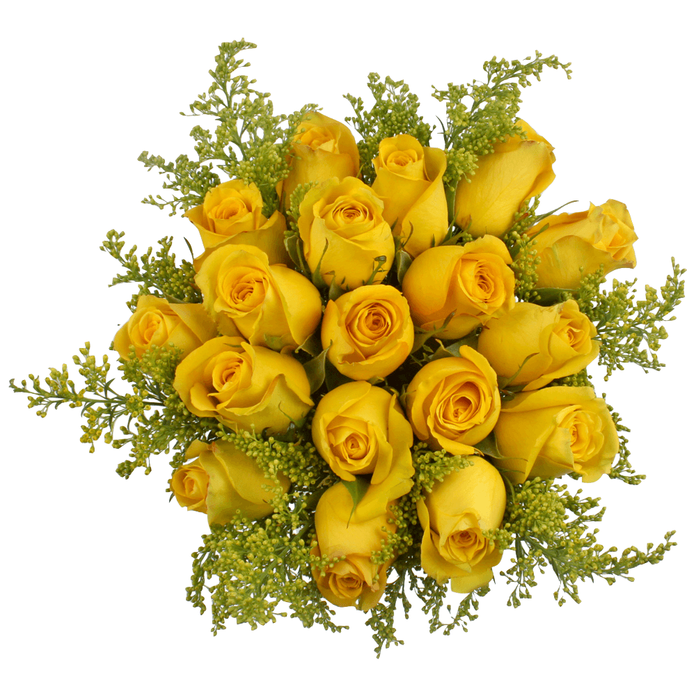 Yellow Floral Arrangements Roses with Solidago for Sale