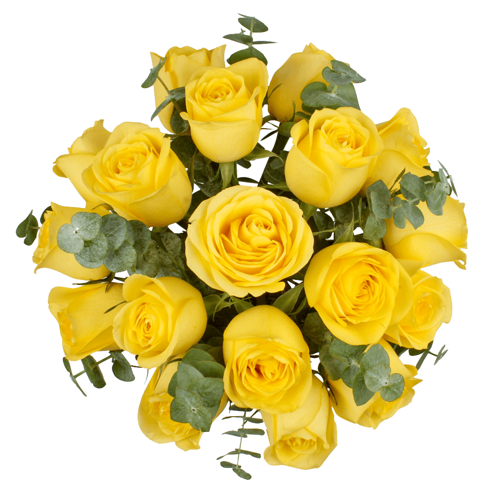 Yellow Roses Arrangements with Eucalyptus