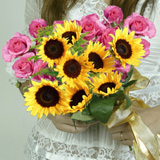 WC D.I.Y. Happily Ever After: 12 Sunflowers Brown Center, 10 Hot Pink Spray Roses, 6 Sol For Delivery to Greensboro, North_Carolina