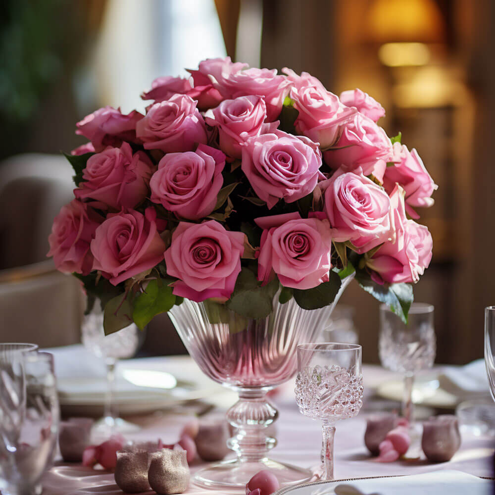(BDx10) Royal Light Pink Roses Table Centerpiece For Delivery to Virginia