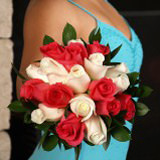 (BDx20) Royal Dark Pink and White Roses 6 Bridesmaids Bqts For Delivery to North_Carolina
