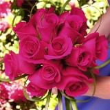 (BDx20) Romantic Dark Pink Roses 6 Bridesmaids Bqts For Delivery to Helena, Montana