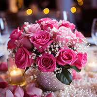 (BDx20) CP Royal Red and Pink Roses 6 Centerpieces For Delivery to Phoenix, Arizona